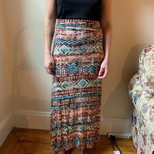 Multi print maxi skirt